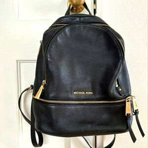 Michael Kors MK Black Leather Rhea BACKPACK Designer bag